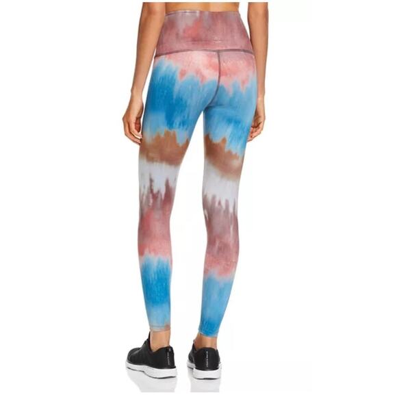 Beyond Yoga Lux High Rise Tie-Dye Leggings Blue Red Brown 4-Way Stretch Pants - Picture 3 of 6